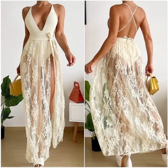 Other - BOHO MONOKINI ONE PIECE LACE SKIRT 2 PIECE SET! NWOT
